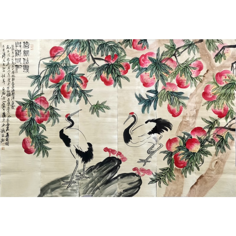 仙鹤祝寿六条屏齐白石（款）7162