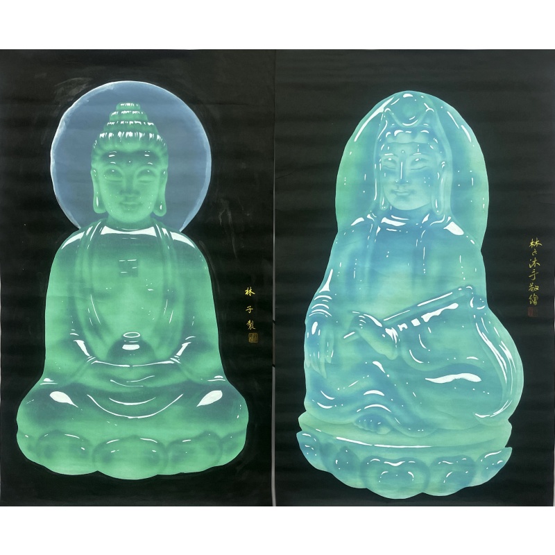 观音玉佛  林子（款）  54193
