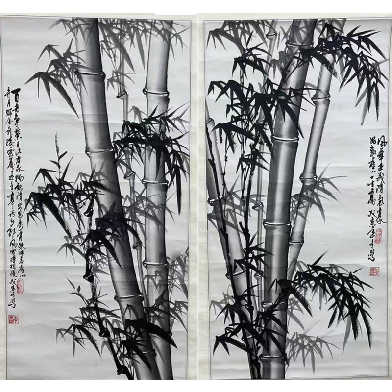 墨竹两条屏  李庆刚（款）  50994