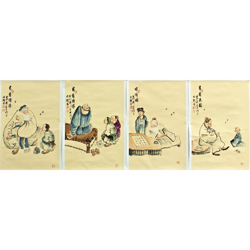 国画人物四条屏 彭保衢（款） 52439