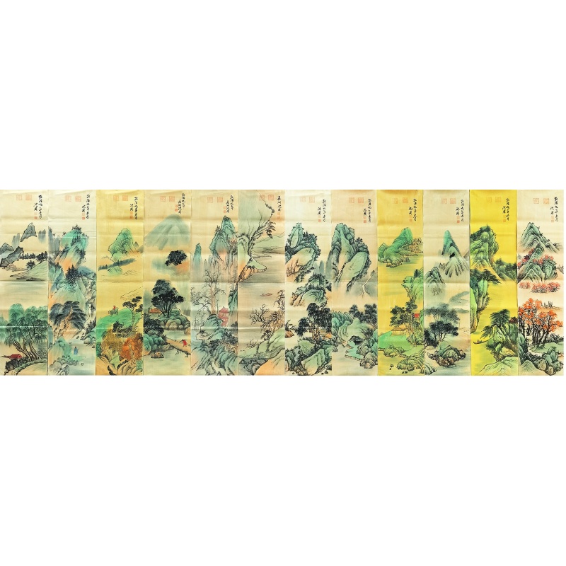 山水图十二条屏 沈周（款）7346