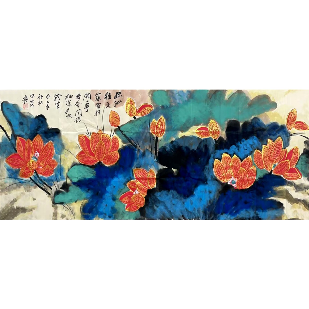荷花54628  张大千（款）