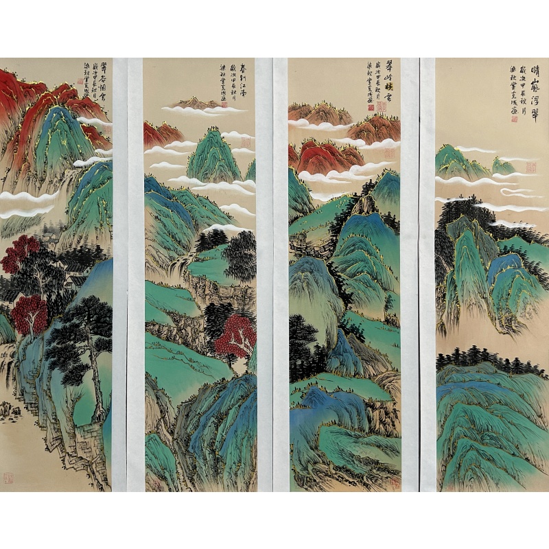 山水四条屏 李克成（款）54114
