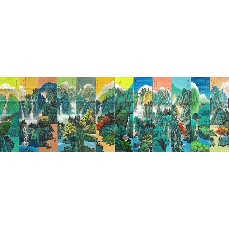 山水十二条屏 黄永玉（款）52182