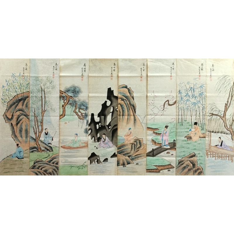 高士图八条屏 张大千（款）51251