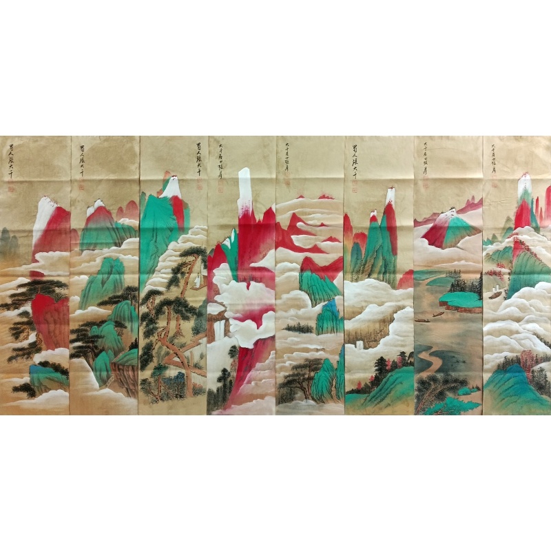 山水画八条屏 张大千（款）51252