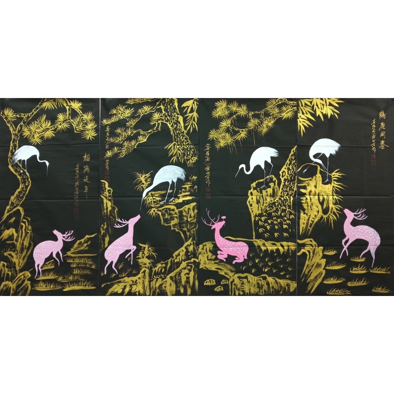 鹿鹤四条屏 齐白石（款）50419