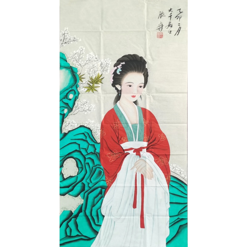 红衣美女 张大千（款）55119