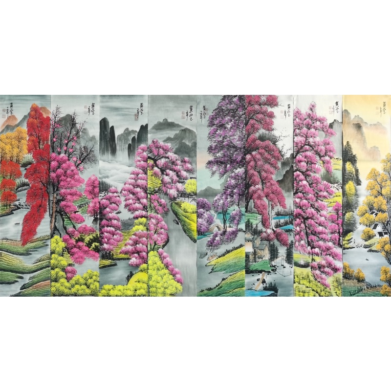 彩树八条屏 黄永玉（款）53055
