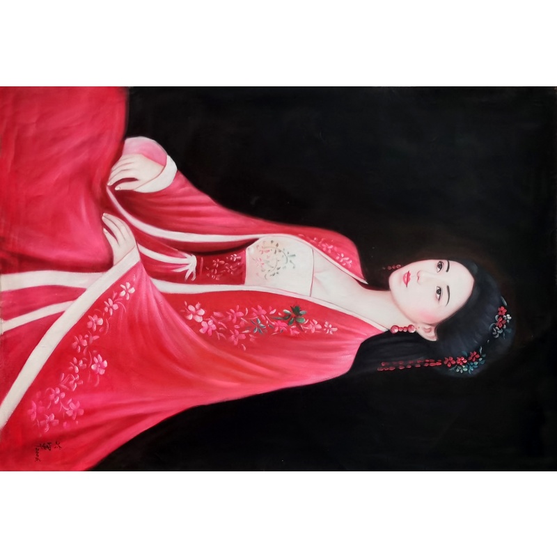 盘坐少女图54098