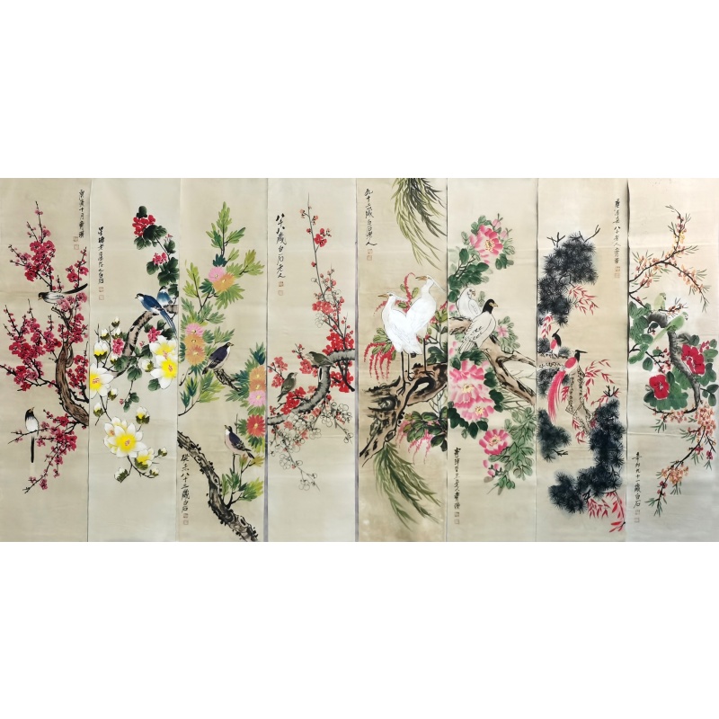 花鸟图八条屏齐白石（款）52229