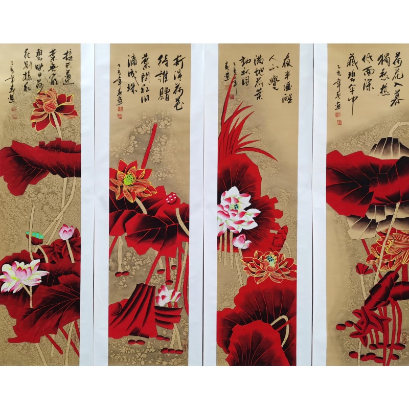 红荷四条屏 孙国辉（款） 54527