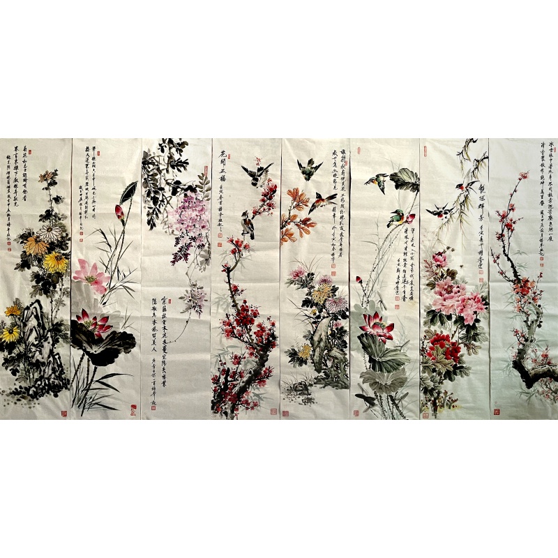 花鸟八条屏 赵禧年（款）55267