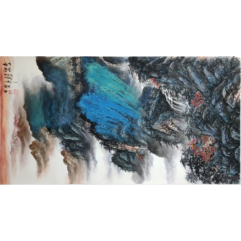 秋山细雨 何虎雏（款）55265
