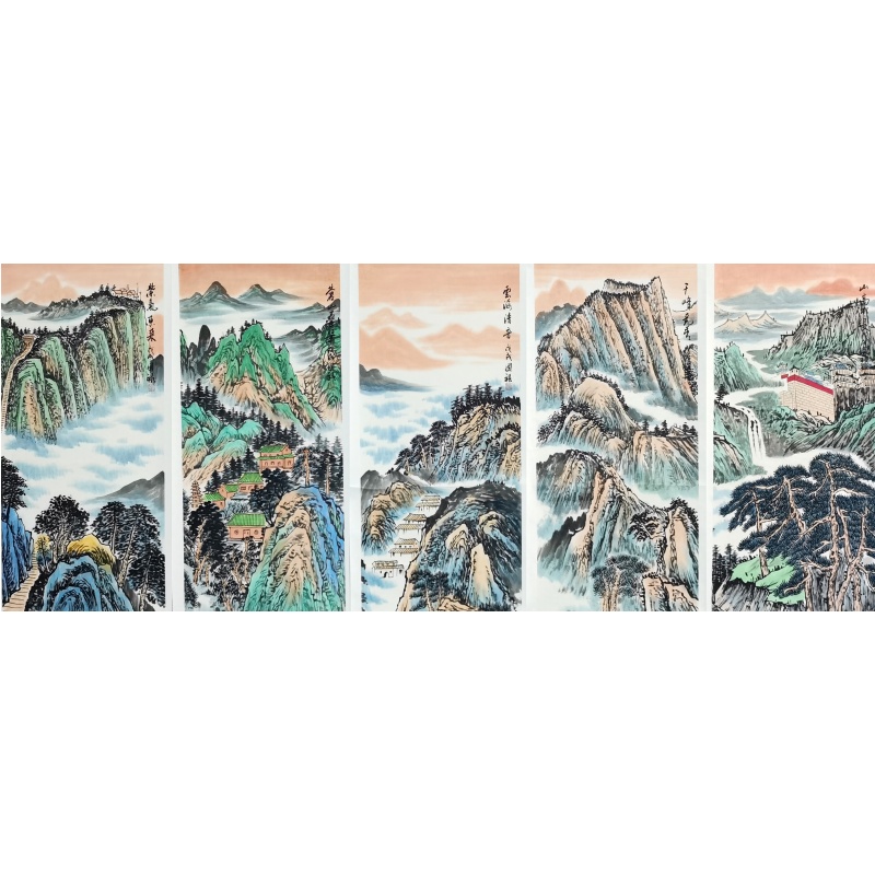 山水五条屏 赵国栋（款）54466