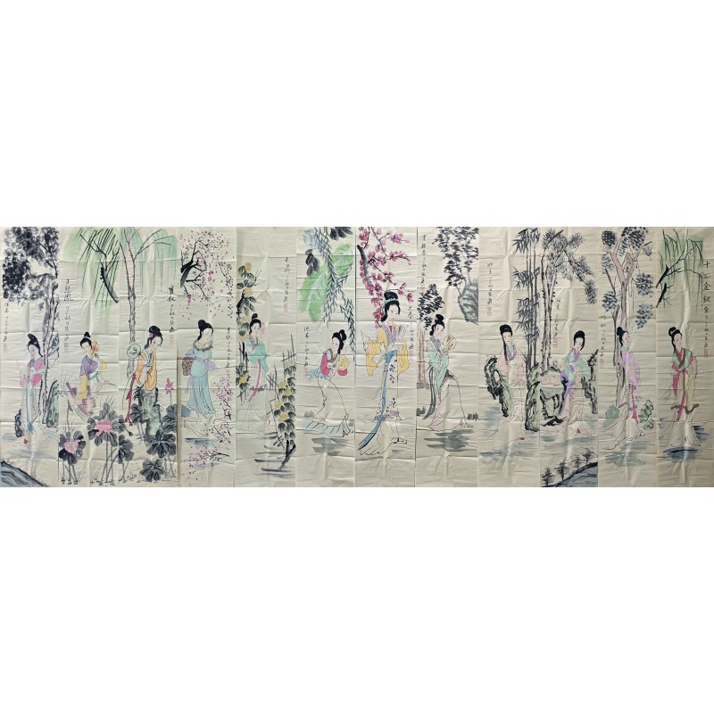 十二仕女图条屏 张大千（款）52504