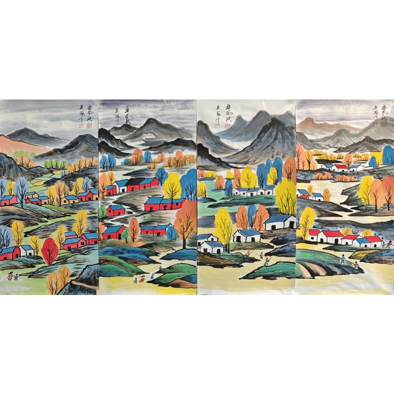 重彩图  吴冠中、林风眠（款）  7944