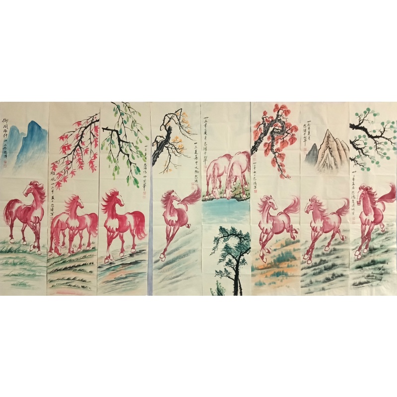 奔马八条屏 徐悲鸿（款）54785