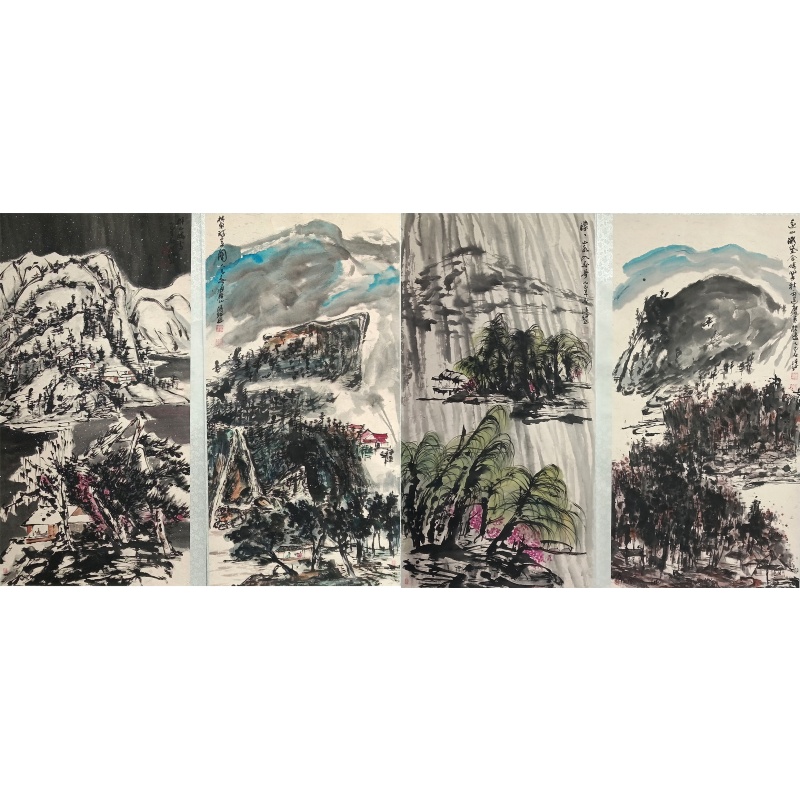山水四条屏 李泽钰（款）52225