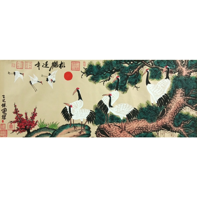 松鹤延年 汪保国（款）7456