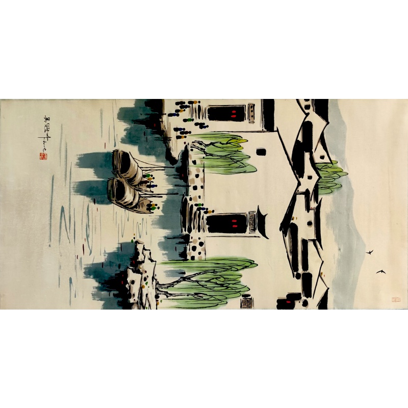 江南水乡 吴冠中（款）7087