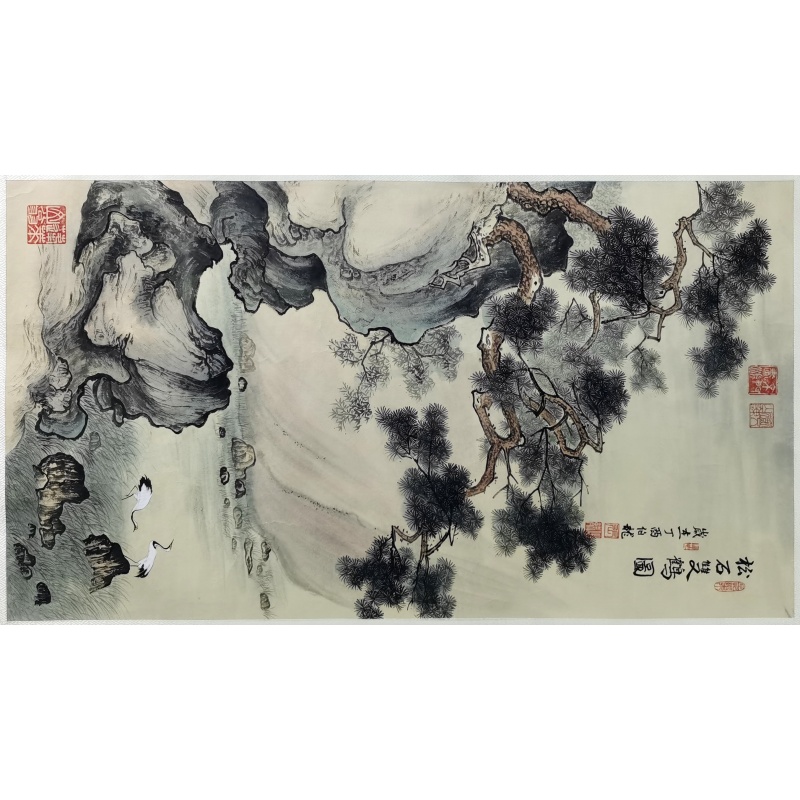 松石双鹤图 伯龙（款）54100