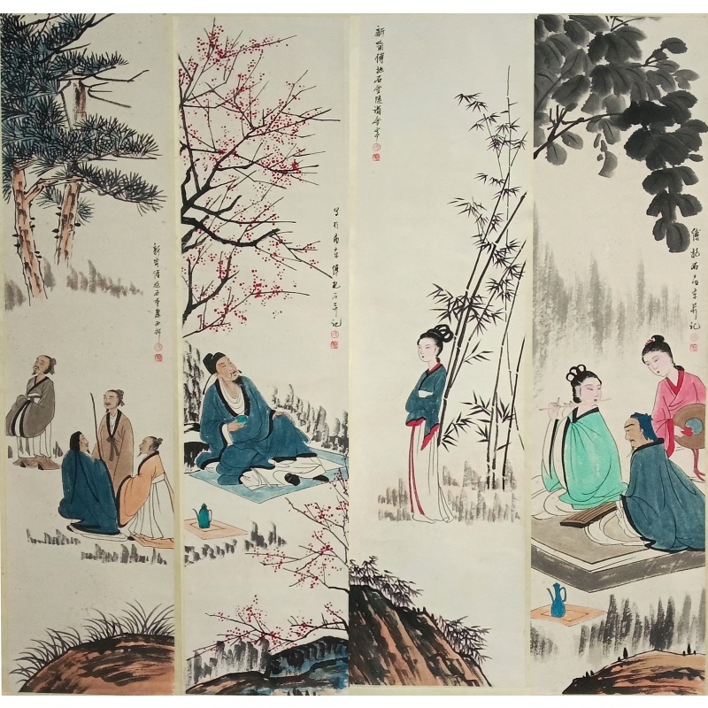 人物四条屏 傅抱石（款）47437