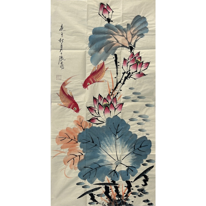 荷花鱼 张大千（款）56124