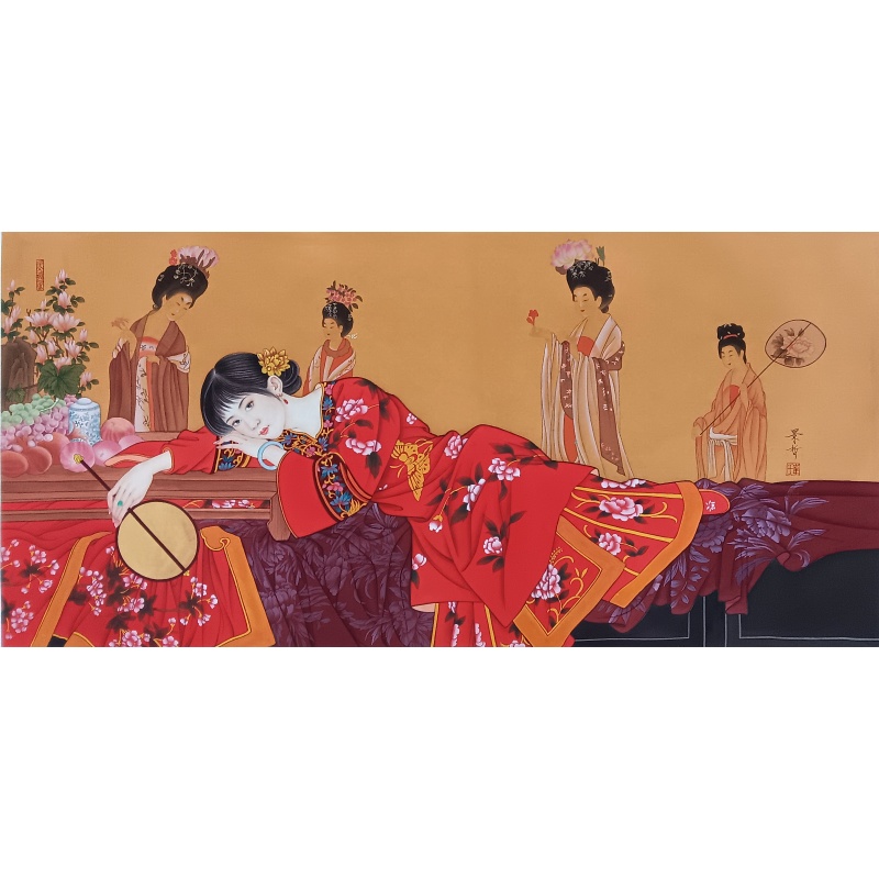 中国红仕女图 崔景哲（款）55700