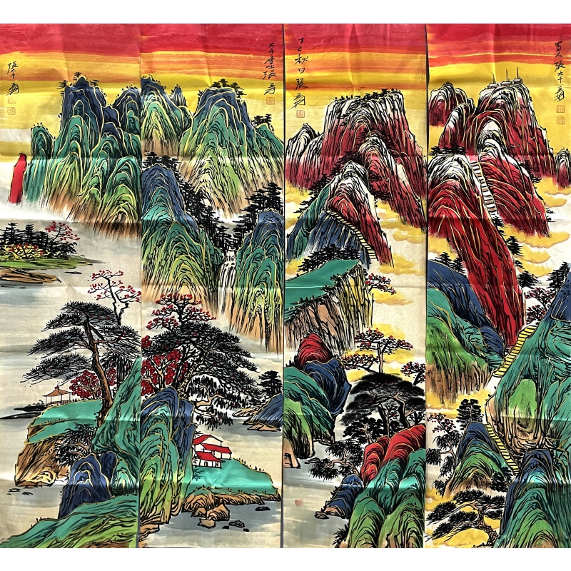 山水（四条屏） 张大千（款）850041