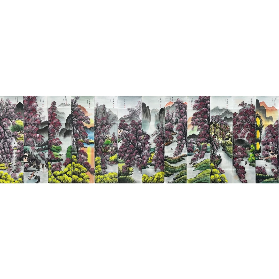 风景画十二条屏  54667  吴冠中（款）