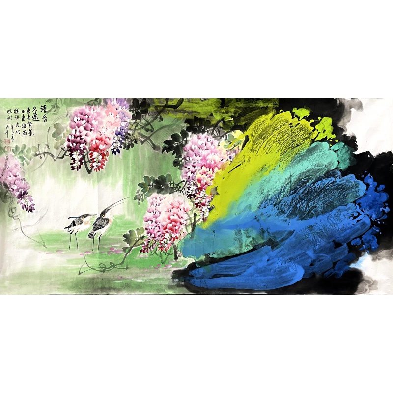 泼彩泼墨画 张大千（款）​850058