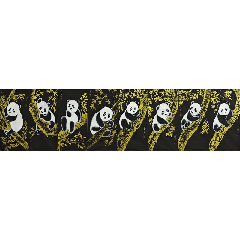 熊猫八条屏 吴冠中（款） 52828