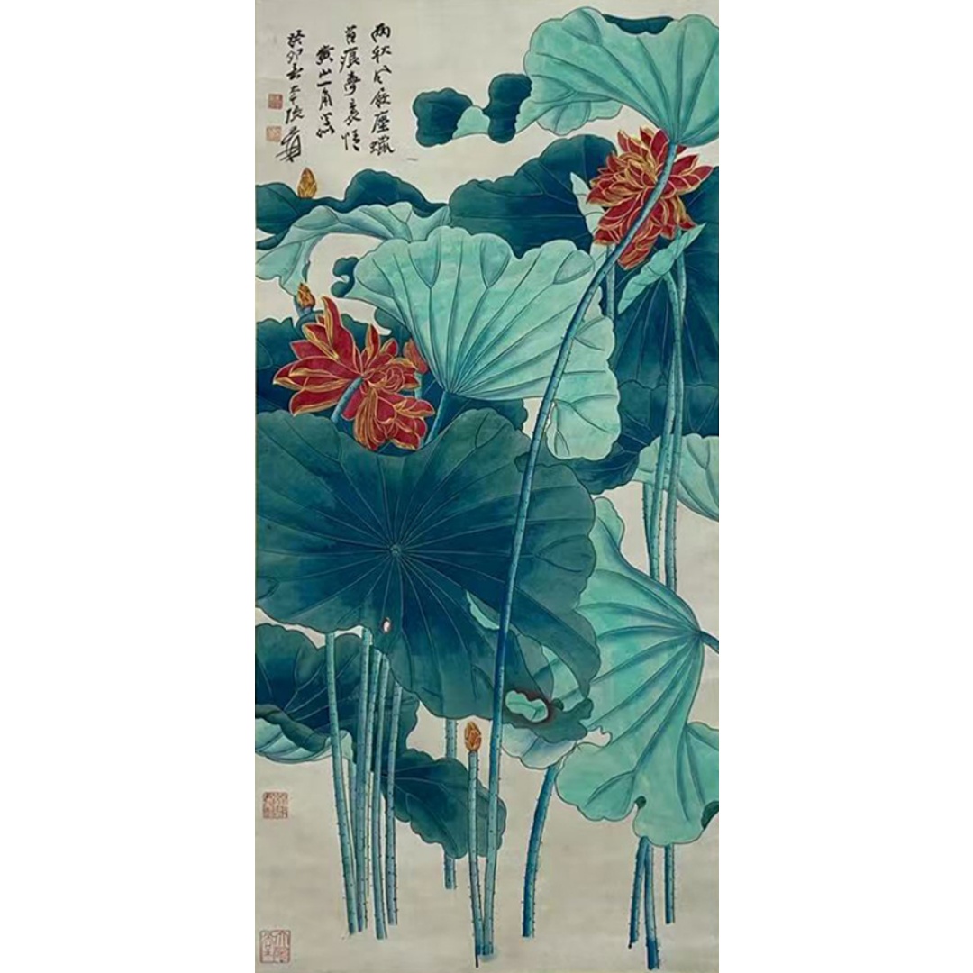 荷花  52400  张大千（款）