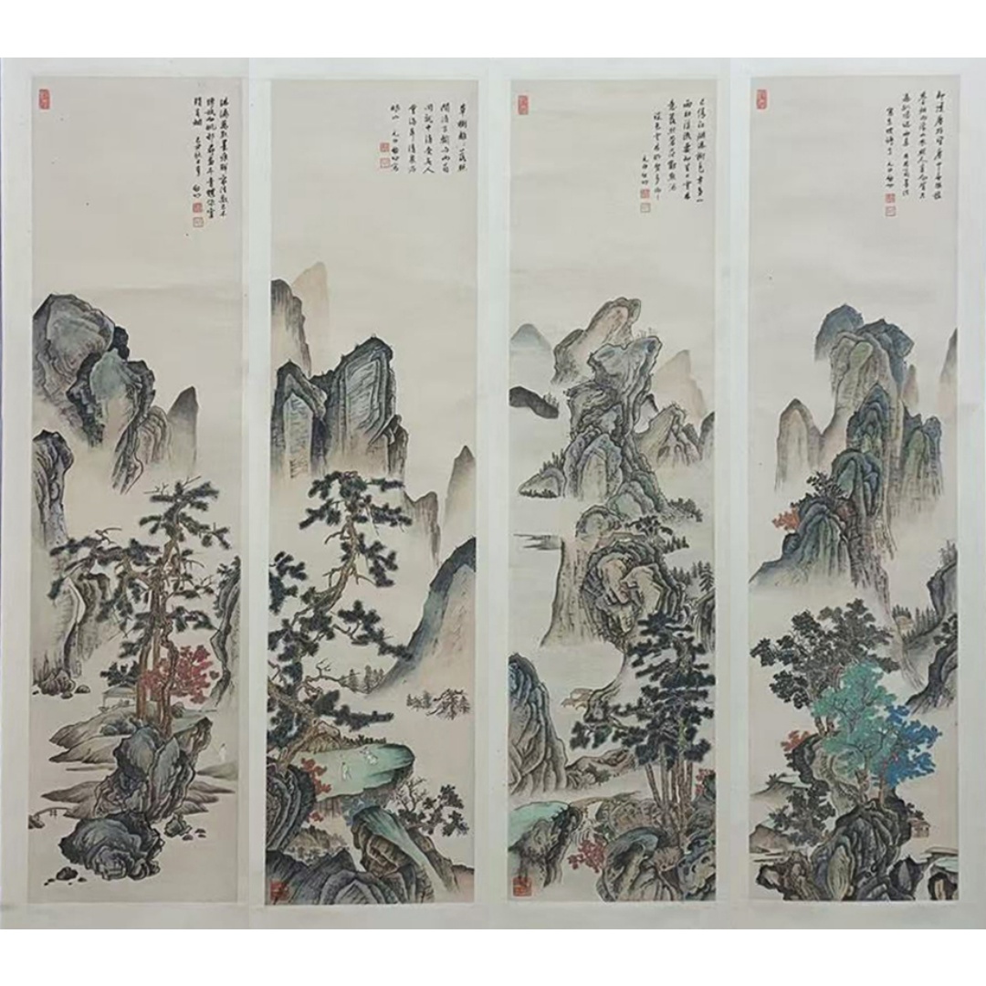 风景四条屏  52872  启功（款）