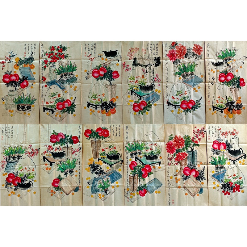 花卉12条屏  齐白石（款）  51163