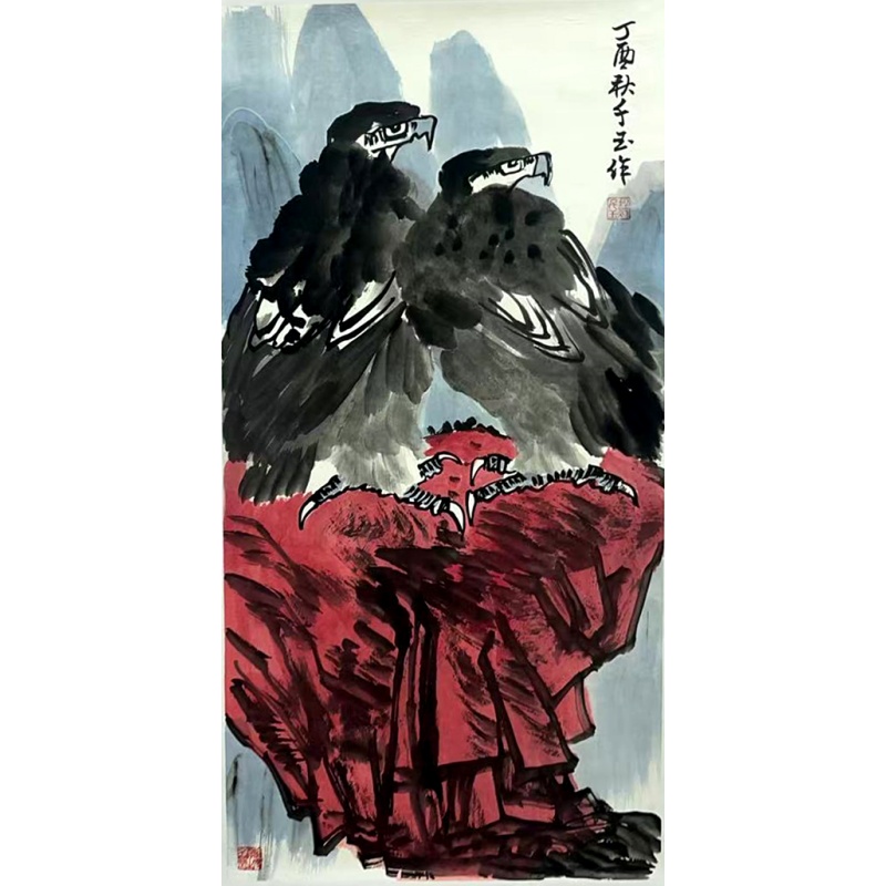 雄鹰高立图 55423郝千玉（款）