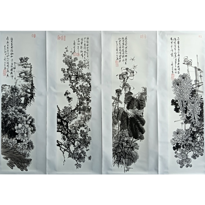 春夏秋冬四条屏 李子伟（款）55015