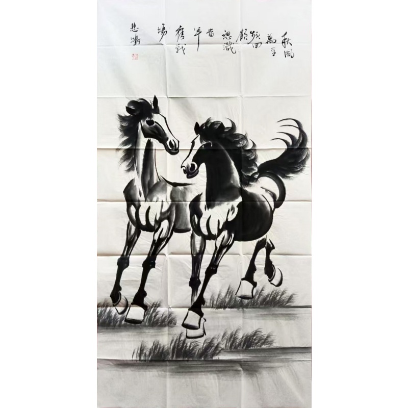 墨马双骏图 徐悲鸿（款）6511