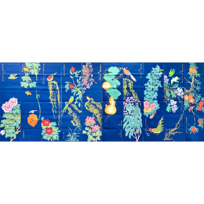 花鸟图十条屏 齐白石、吴昌硕（款） 7810