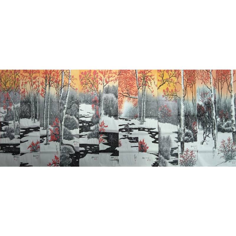 雪景十二条屏 吴冠中（款）6416