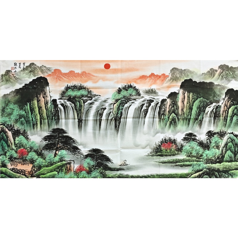 山水（带红日） 张大千（款） 52418
