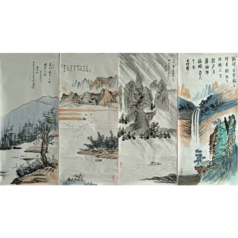 山水四条屏54045赫长煜（款）