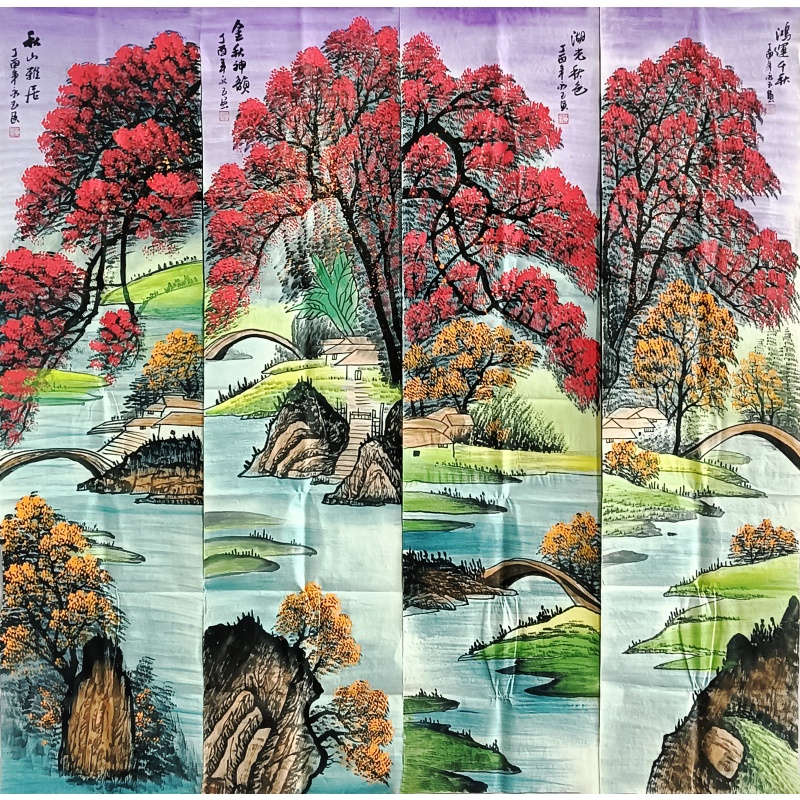 风景四条屏53970黄永玉（款）