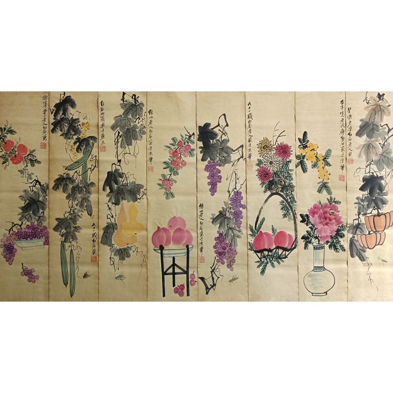八条屏  齐白石（款）  825012