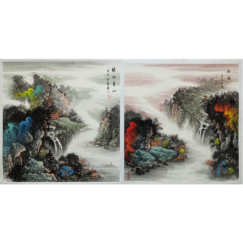 绿水青山、秋韵 赵书奎（款）41009