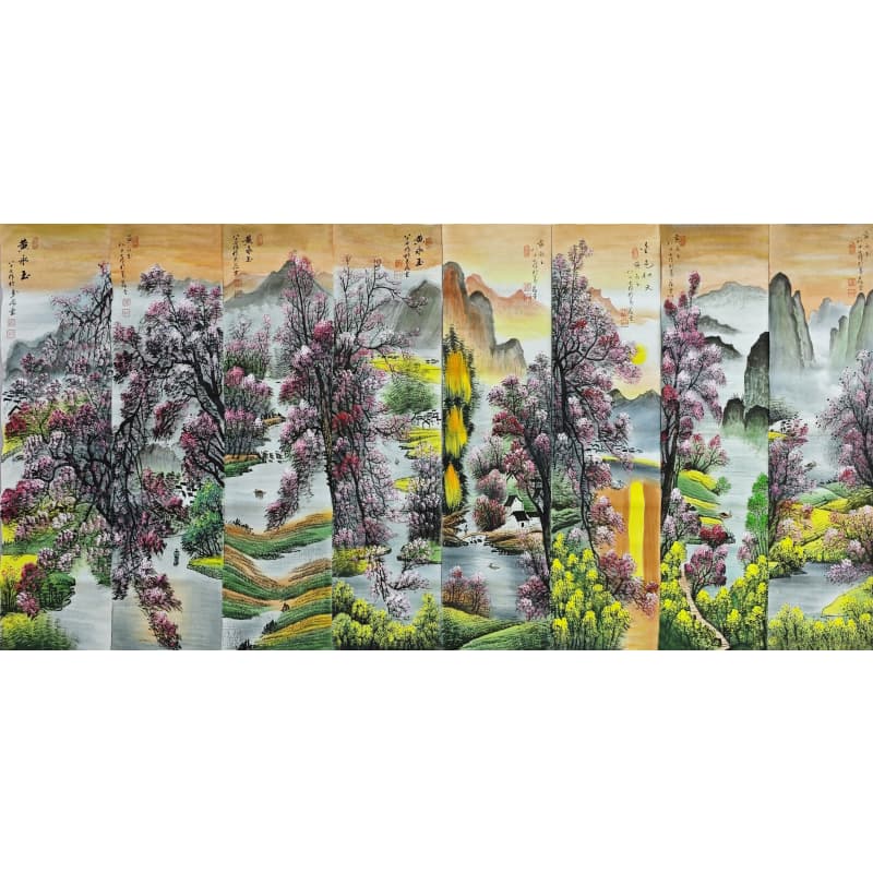 风景画八条屏 黄永玉（款） 52661