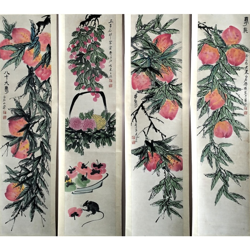 花果四条屏 齐白石（款）56167