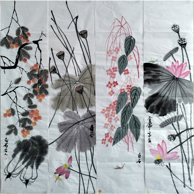 花鸟四条屏 齐白石（款）56243