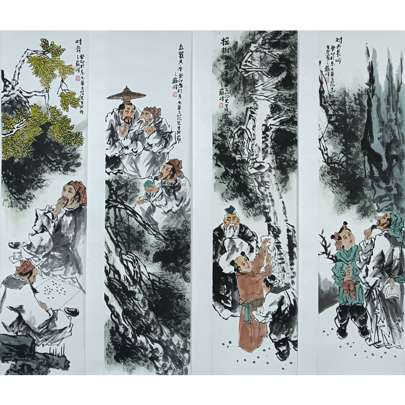 人物四条屏 郑乐华（款）54619